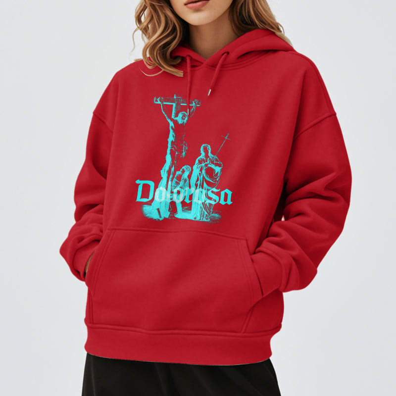 Christianartworkshop Classic Style Dolorosa Crucifix Jesus Sacred Faith Fleece Lined Polyester Hoodie - image 18