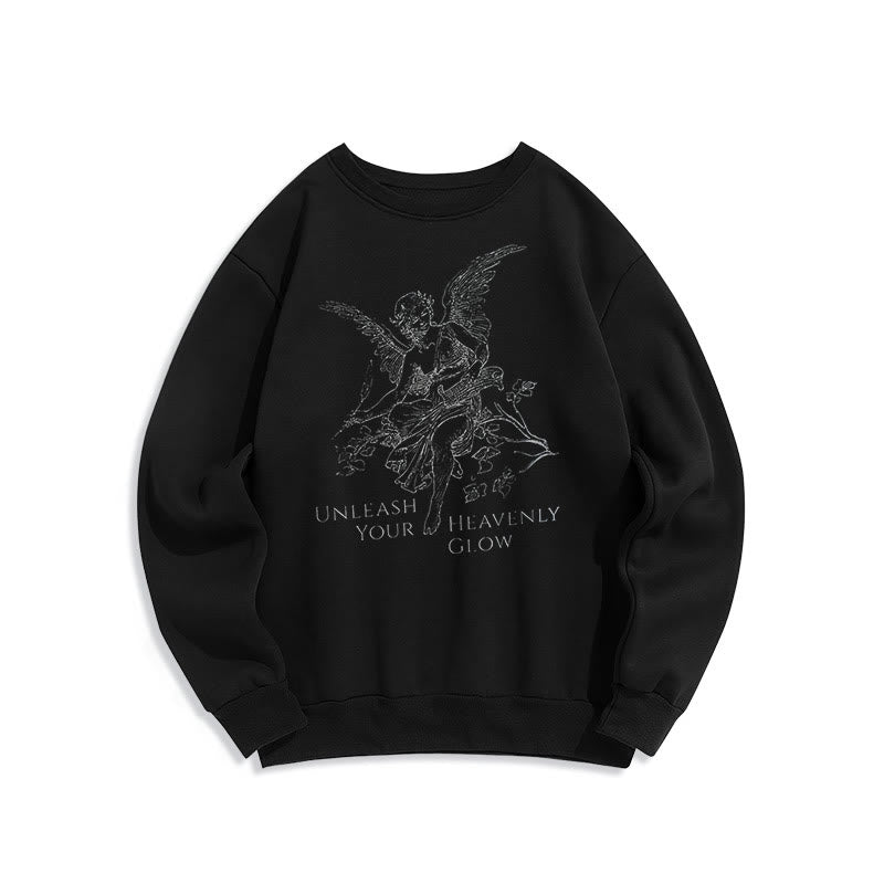 Christianartworkshop Classic Style Angel Unleash Your Heavenly Glow Fleece Lined Polyester Sweatshirt