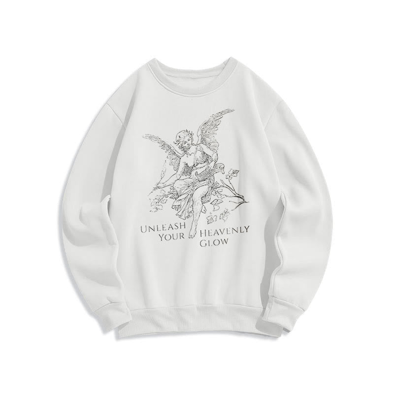 Christianartworkshop Classic Style Angel Unleash Your Heavenly Glow Fleece Lined Polyester Sweatshirt