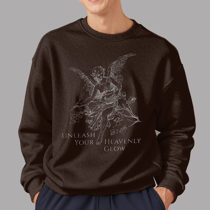 Christianartworkshop Classic Style Angel Unleash Your Heavenly Glow Fleece Lined Polyester Sweatshirt