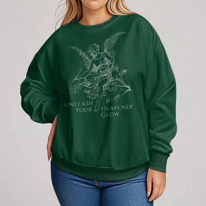 Christianartworkshop Classic Style Angel Unleash Your Heavenly Glow Fleece Lined Polyester Sweatshirt