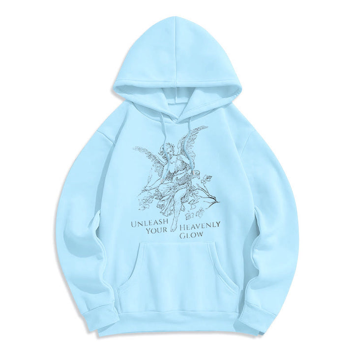 Christianartworkshop Classic Style Angel Unleash Your Heavenly Glow Fleece Lined Polyester Hoodie