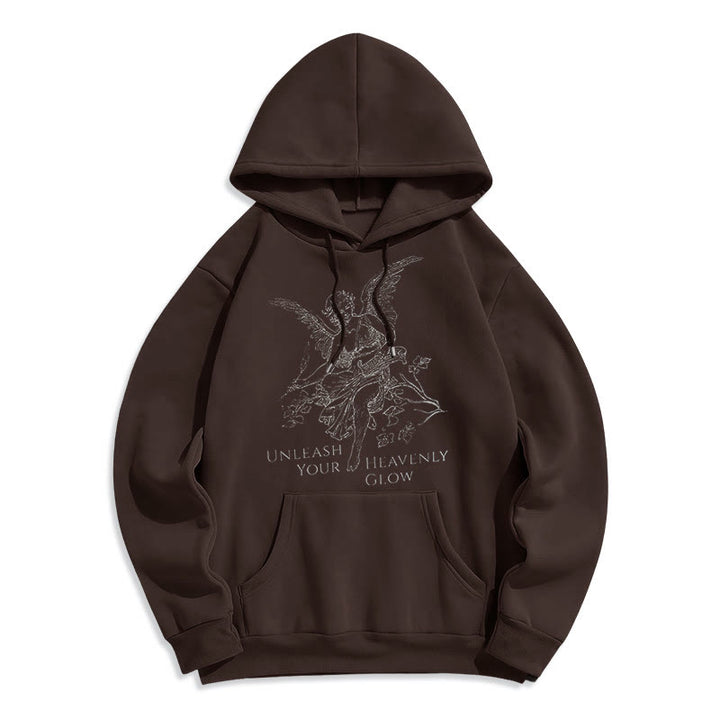 Christianartworkshop Classic Style Angel Unleash Your Heavenly Glow Fleece Lined Polyester Hoodie