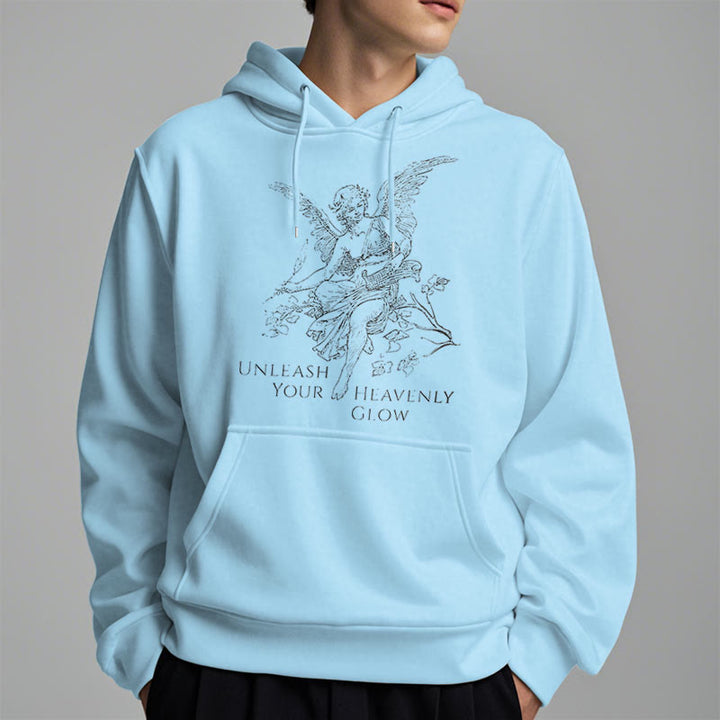 Christianartworkshop Classic Style Angel Unleash Your Heavenly Glow Fleece Lined Polyester Hoodie