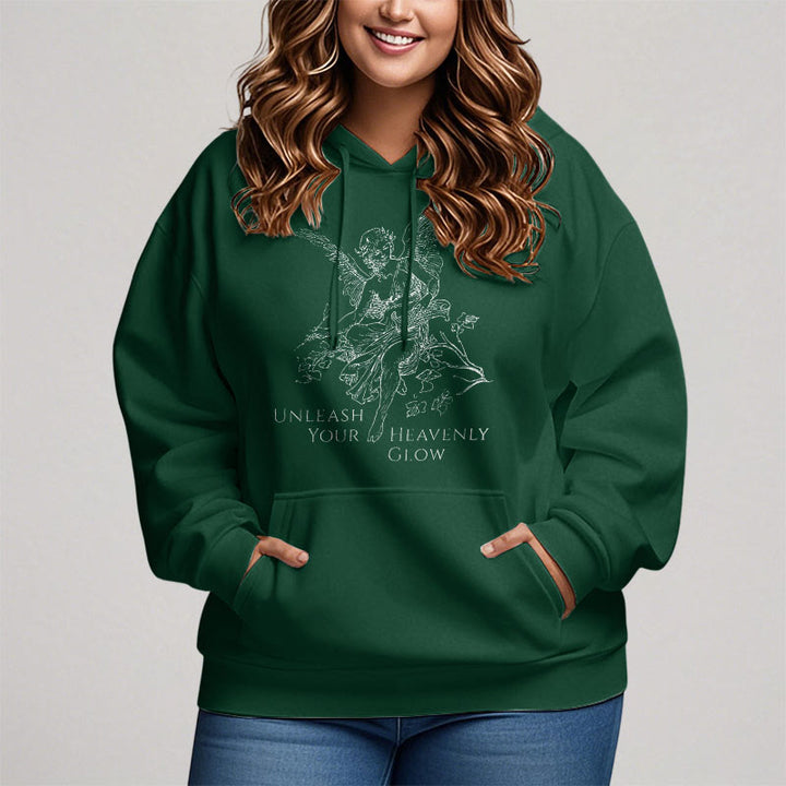 Christianartworkshop Classic Style Angel Unleash Your Heavenly Glow Fleece Lined Polyester Hoodie