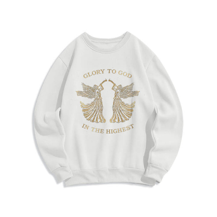 Christianartworkshop Classic Style Glory To God In The Highest Angel Fleece Lined Polyester Sweatshirt