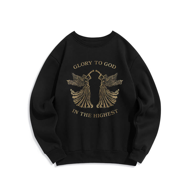 Christianartworkshop Classic Style Glory To God In The Highest Angel Fleece Lined Polyester Sweatshirt