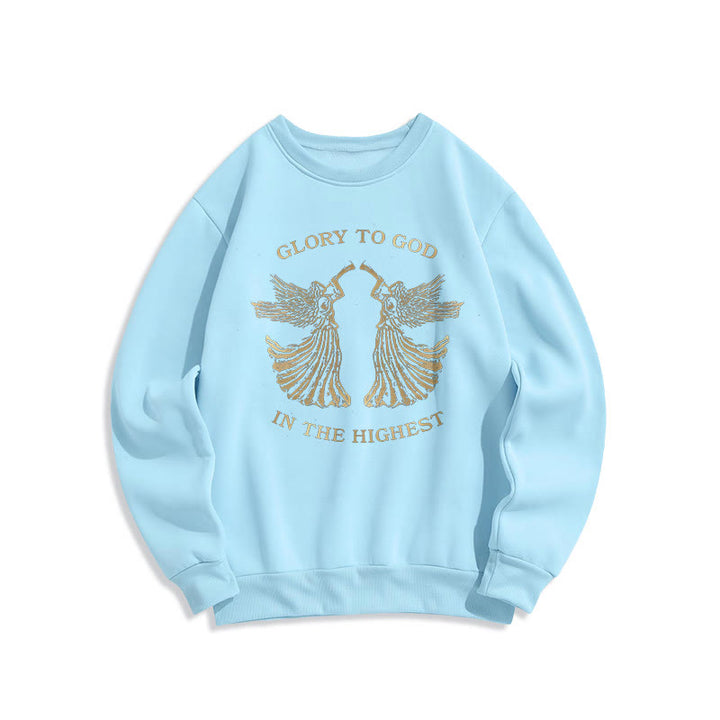 Christianartworkshop Classic Style Glory To God In The Highest Angel Fleece Lined Polyester Sweatshirt