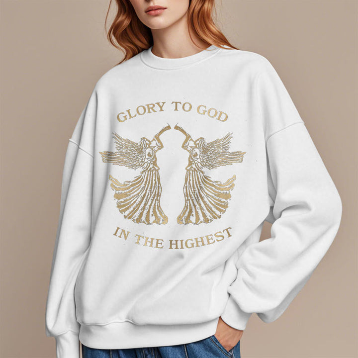 Christianartworkshop Classic Style Glory To God In The Highest Angel Fleece Lined Polyester Sweatshirt