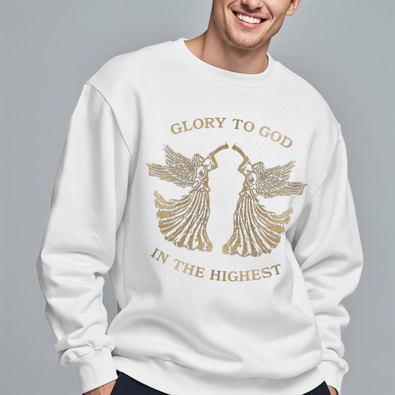 Christianartworkshop Classic Style Glory To God In The Highest Angel Fleece Lined Polyester Sweatshirt