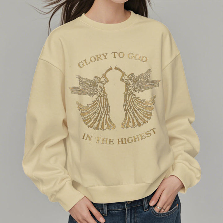 Christianartworkshop Classic Style Glory To God In The Highest Angel Fleece Lined Polyester Sweatshirt