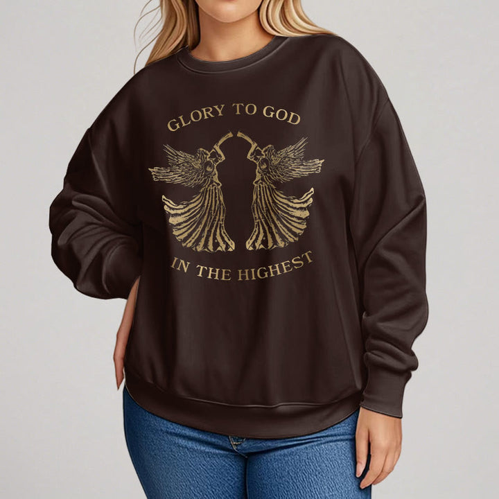 Christianartworkshop Classic Style Glory To God In The Highest Angel Fleece Lined Polyester Sweatshirt