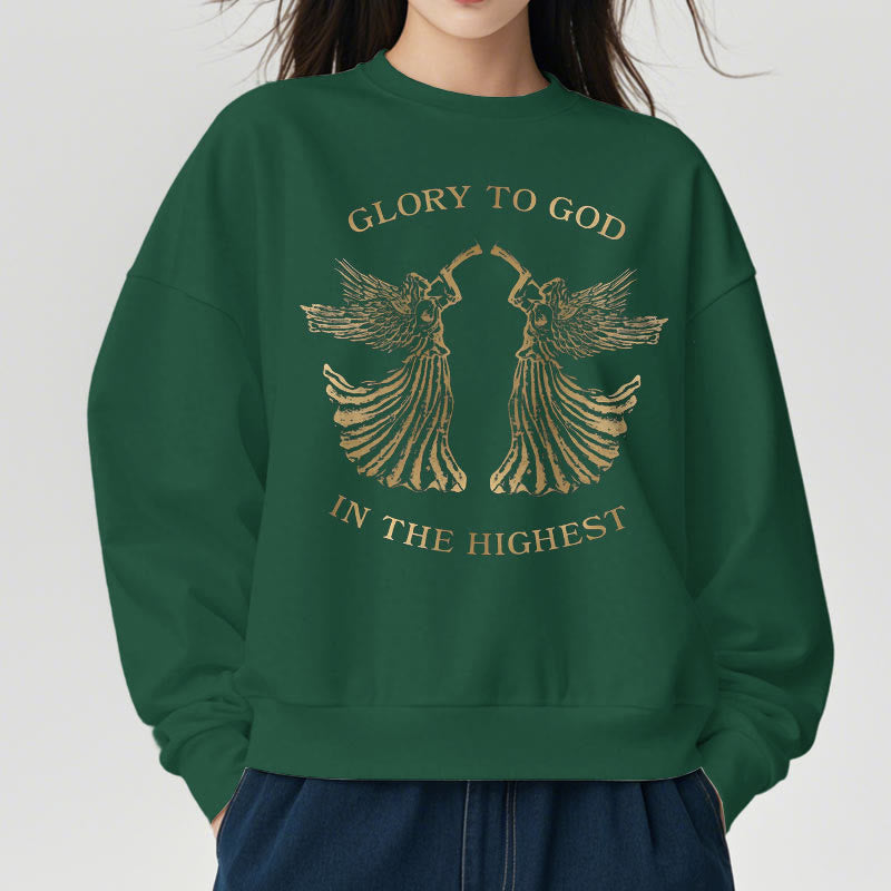 Christianartworkshop Classic Style Glory To God In The Highest Angel Fleece Lined Polyester Sweatshirt