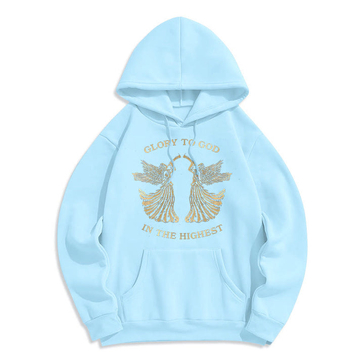 Christianartworkshop Classic Style Glory To God In The Highest Angel Fleece Lined Polyester Hoodie