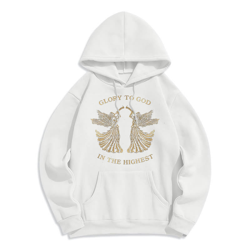 Christianartworkshop Classic Style Glory To God In The Highest Angel Fleece Lined Polyester Hoodie