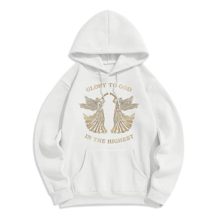 Christianartworkshop Classic Style Glory To God In The Highest Angel Fleece Lined Polyester Hoodie