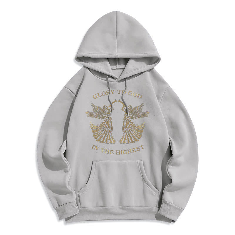 Christianartworkshop Classic Style Glory To God In The Highest Angel Fleece Lined Polyester Hoodie