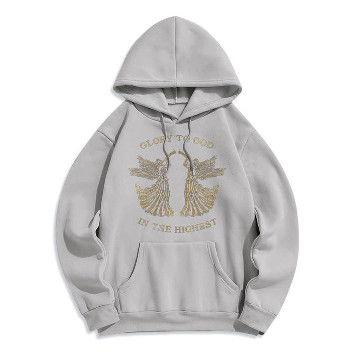 Christianartworkshop Classic Style Glory To God In The Highest Angel Fleece Lined Polyester Hoodie