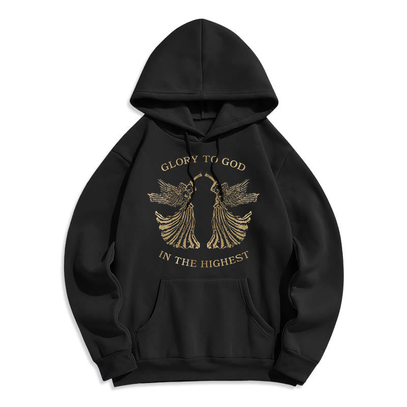 Christianartworkshop Classic Style Glory To God In The Highest Angel Fleece Lined Polyester Hoodie