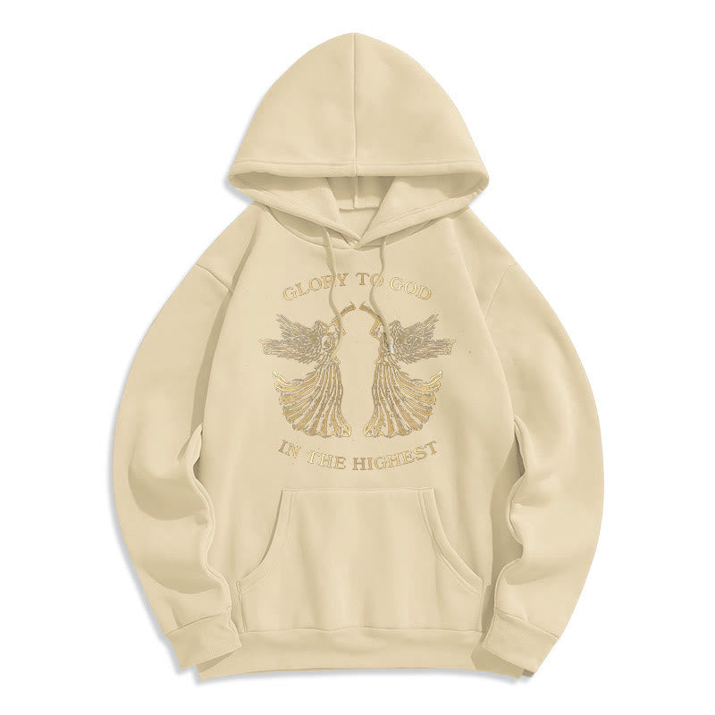 Christianartworkshop Classic Style Glory To God In The Highest Angel Fleece Lined Polyester Hoodie