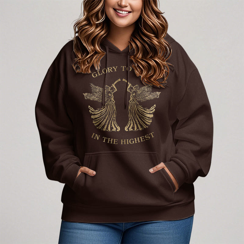 Christianartworkshop Classic Style Glory To God In The Highest Angel Fleece Lined Polyester Hoodie