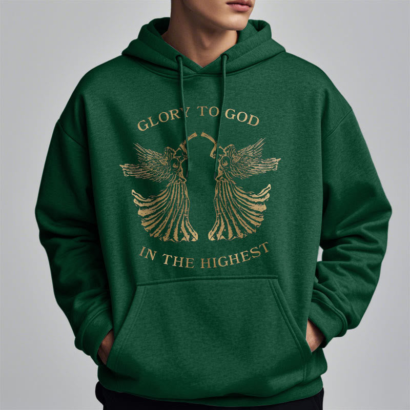 Christianartworkshop Classic Style Glory To God In The Highest Angel Fleece Lined Polyester Hoodie