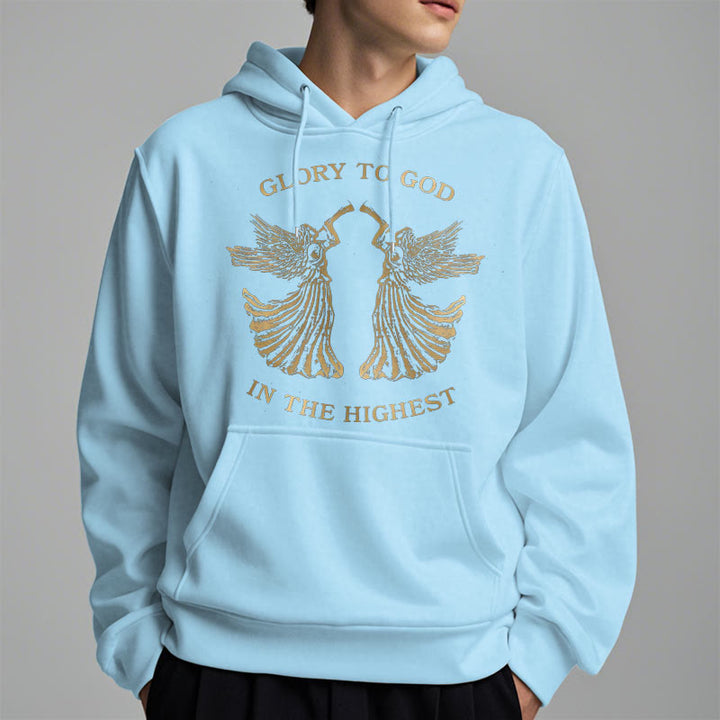 Christianartworkshop Classic Style Glory To God In The Highest Angel Fleece Lined Polyester Hoodie