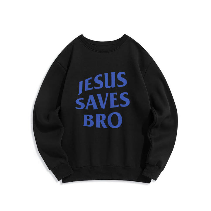 Christianartworkshop Quotation Style Jesus Saves Bro Proud Faith Fleece Lined Polyester Sweatshirt - Black - 2XL - image 5