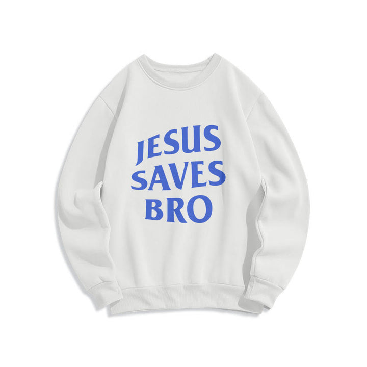 Christianartworkshop Quotation Style Jesus Saves Bro Proud Faith Fleece Lined Polyester Sweatshirt - White - 2XL - image 7