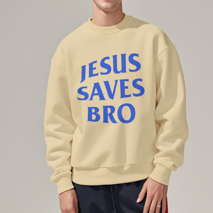 Christianartworkshop Quotation Style Jesus Saves Bro Proud Faith Fleece Lined Polyester Sweatshirt