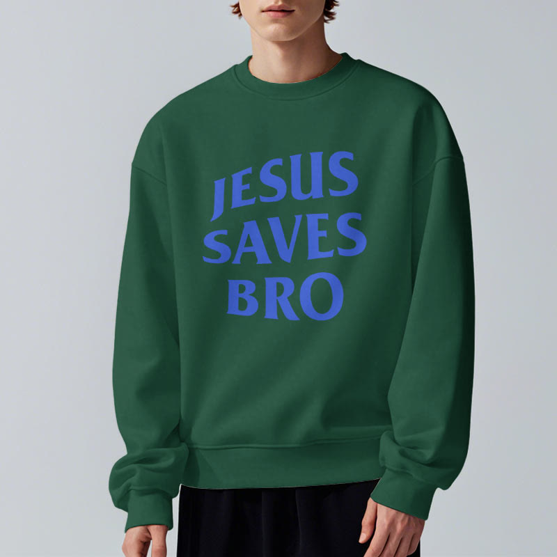 Christianartworkshop Quotation Style Jesus Saves Bro Proud Faith Fleece Lined Polyester Sweatshirt