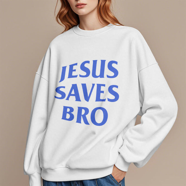 Christianartworkshop Quotation Style Jesus Saves Bro Proud Faith Fleece Lined Polyester Sweatshirt - image 8