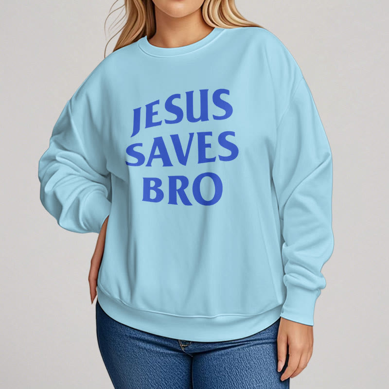 Christianartworkshop Quotation Style Jesus Saves Bro Proud Faith Fleece Lined Polyester Sweatshirt