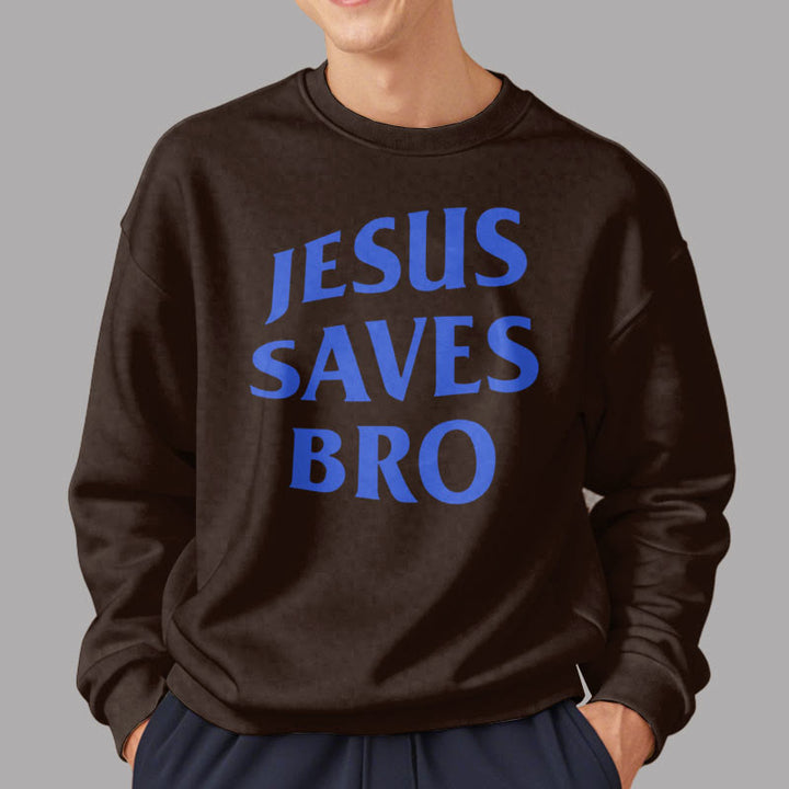 Christianartworkshop Quotation Style Jesus Saves Bro Proud Faith Fleece Lined Polyester Sweatshirt