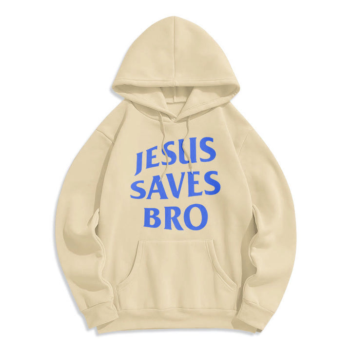 Christianartworkshop Quotation Style Jesus Saves Bro Proud Faith Fleece Lined Polyester Hoodie