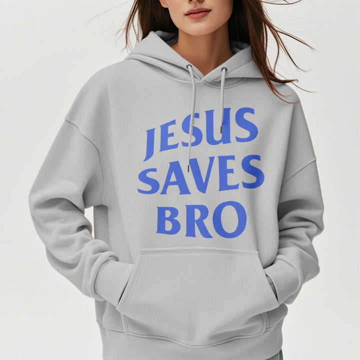 Christianartworkshop Quotation Style Jesus Saves Bro Proud Faith Fleece Lined Polyester Hoodie