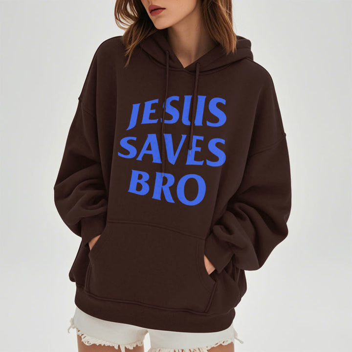 Christianartworkshop Quotation Style Jesus Saves Bro Proud Faith Fleece Lined Polyester Hoodie