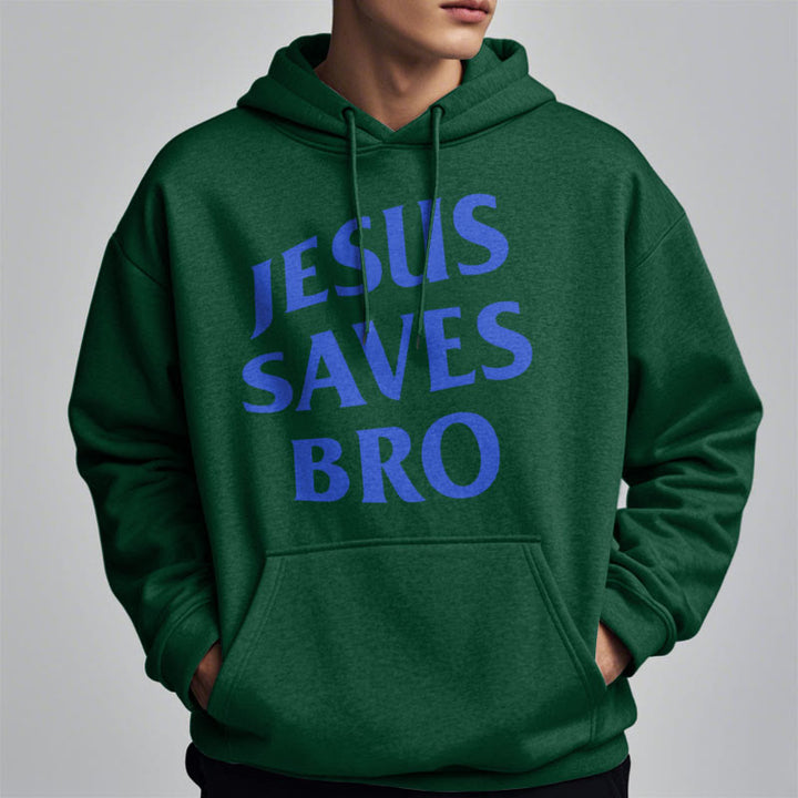 Christianartworkshop Quotation Style Jesus Saves Bro Proud Faith Fleece Lined Polyester Hoodie