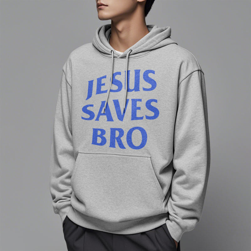 Christianartworkshop Quotation Style Jesus Saves Bro Proud Faith Fleece Lined Polyester Hoodie