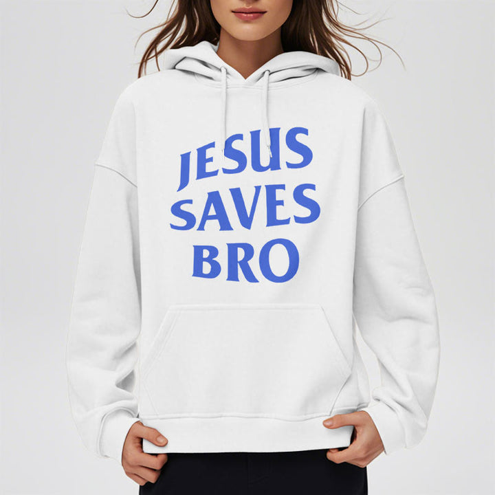 Christianartworkshop Quotation Style Jesus Saves Bro Proud Faith Fleece Lined Polyester Hoodie