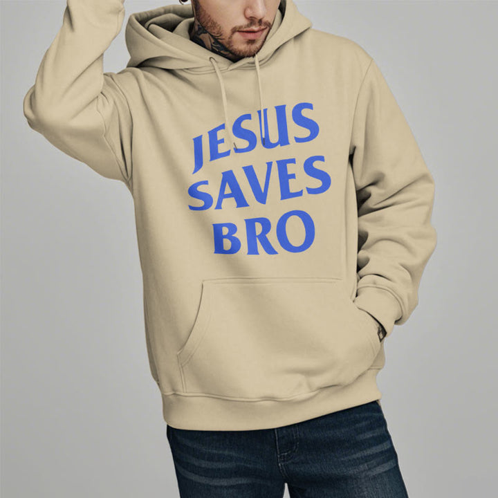 Christianartworkshop Quotation Style Jesus Saves Bro Proud Faith Fleece Lined Polyester Hoodie