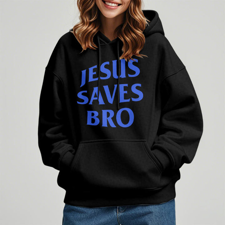 Christianartworkshop Quotation Style Jesus Saves Bro Proud Faith Fleece Lined Polyester Hoodie