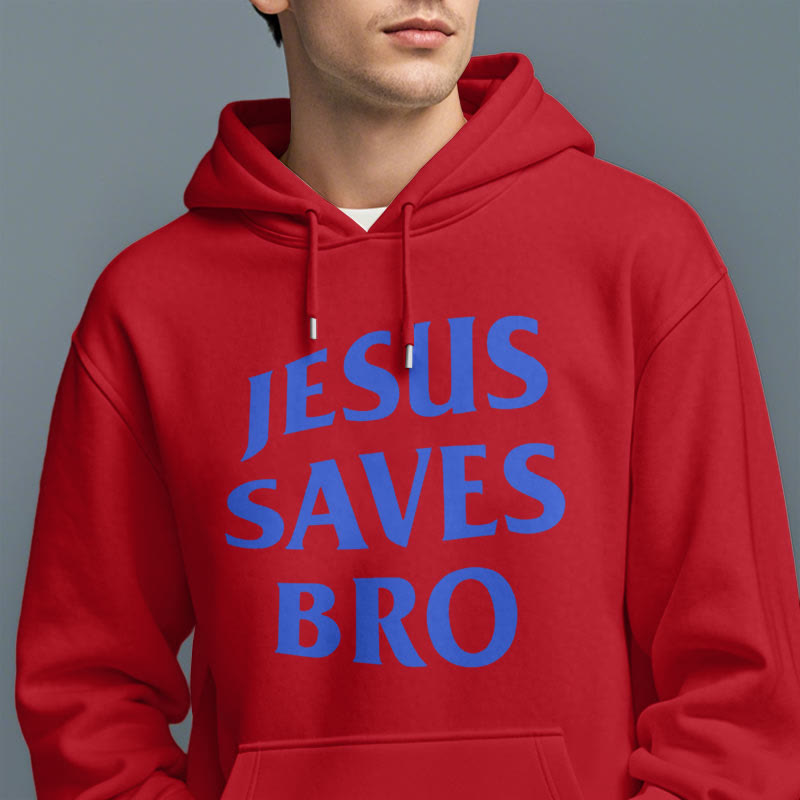 Christianartworkshop Quotation Style Jesus Saves Bro Proud Faith Fleece Lined Polyester Hoodie