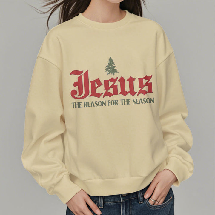 Christianartworkshop Quotation Style Jesus The Reason for the Season Fleece Lined Polyester Sweatshirt