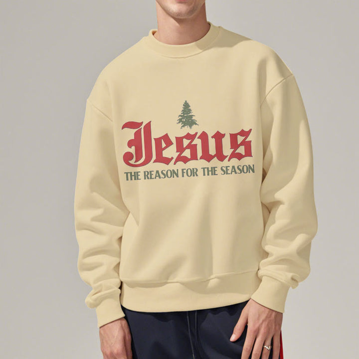 Christianartworkshop Quotation Style Jesus The Reason for the Season Fleece Lined Polyester Sweatshirt