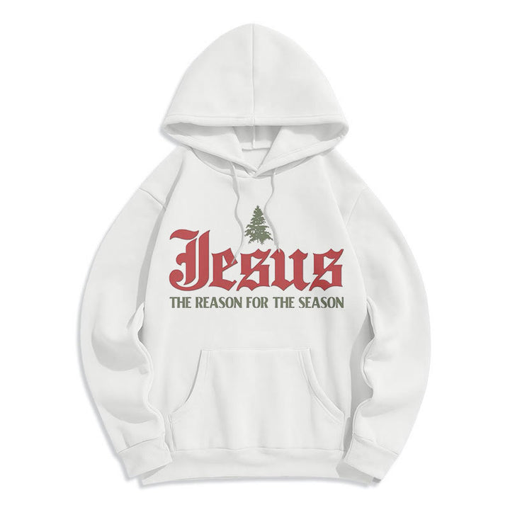 Christianartworkshop Quotation Style Jesus The Reason for the Season Fleece Lined Polyester Hoodie