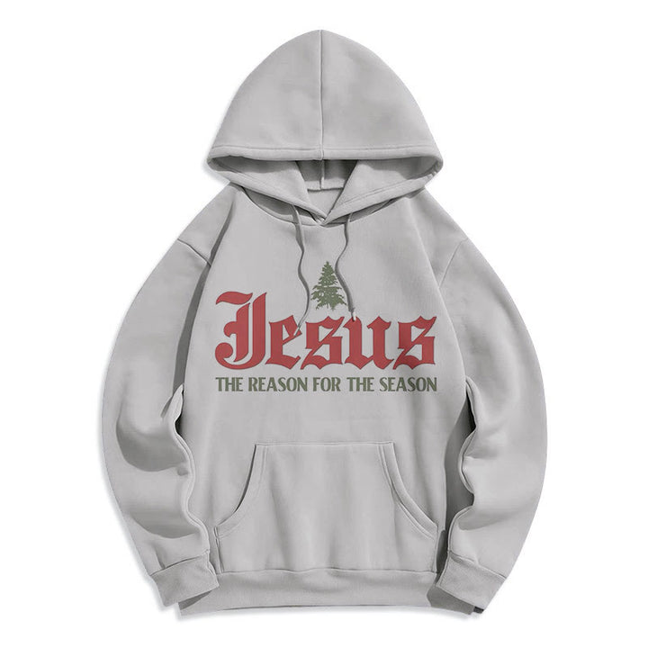 Christianartworkshop Quotation Style Jesus The Reason for the Season Fleece Lined Polyester Hoodie