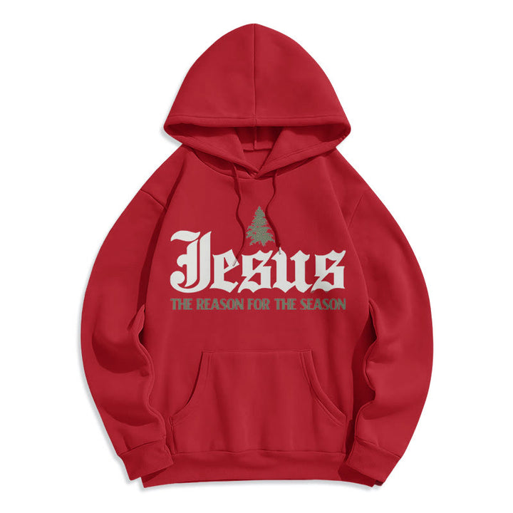 Christianartworkshop Quotation Style Jesus The Reason for the Season Fleece Lined Polyester Hoodie