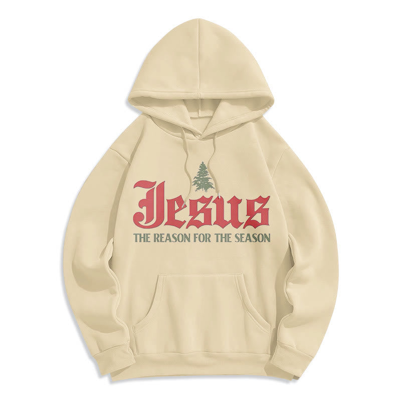 Christianartworkshop Quotation Style Jesus The Reason for the Season Fleece Lined Polyester Hoodie - Beige - 2XL - image 7