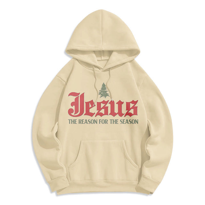 Christianartworkshop Quotation Style Jesus The Reason for the Season Fleece Lined Polyester Hoodie - Beige - 2XL - image 7